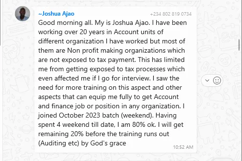 Testimonial from a past participant